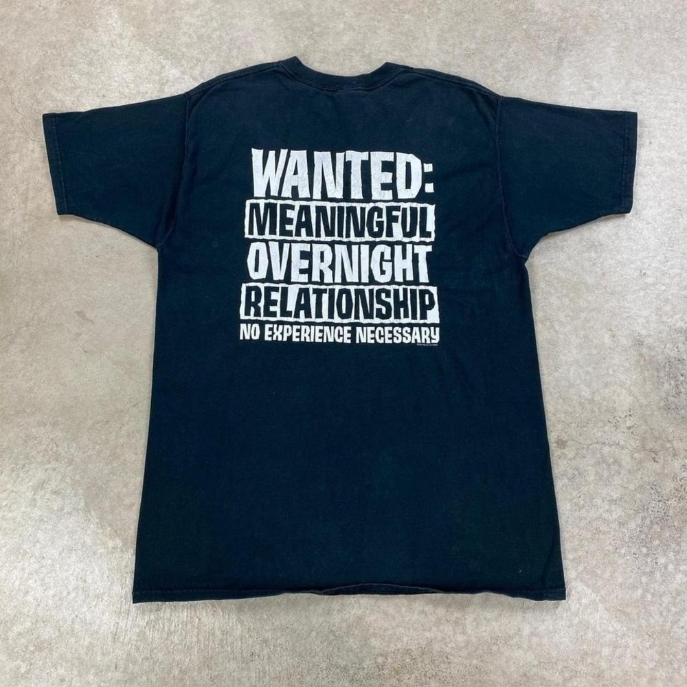 Vintage 90s Wanted Shirt Size XL Black Funny Parody Comic Relationship